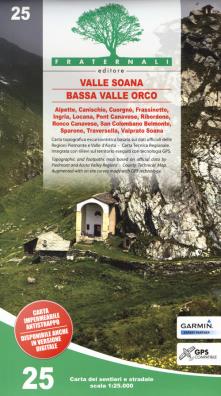 Carta n. 25. valle soana, bassa valle orco. carta dei sentieri e stradale 1:25.000. adatto a gps