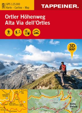 3d - wanderkarte ortler - höhenweg 1:25.000. ediz. tedesca, italiana e inglese