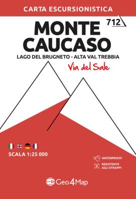 Monte caucaso. lago del brugneto, alta val trebbia. carta escursionistica 1:25.000