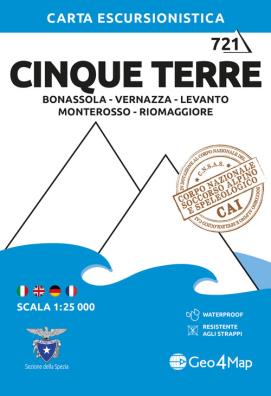 Cinque terre: bonassola, vernazza, levanto, monterosso, rio maggiore 1:25.000